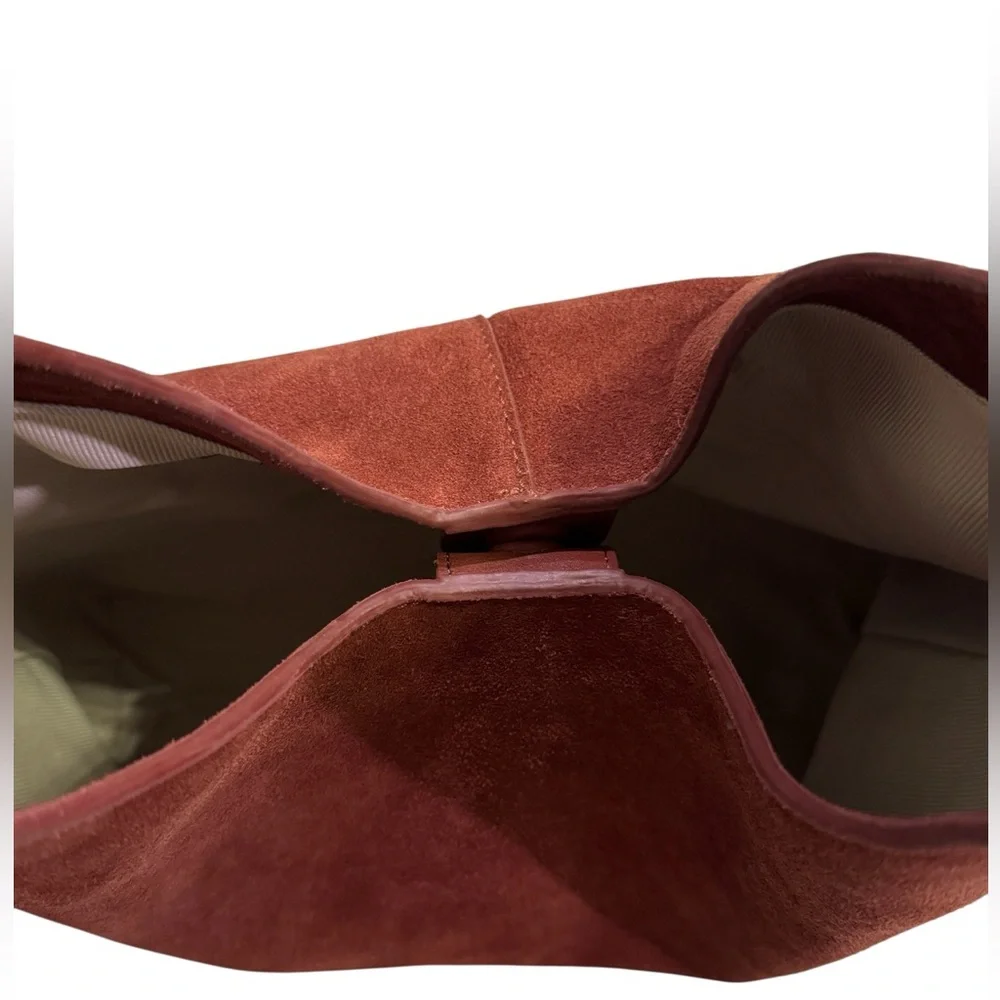 Margot New York Burgundy/Rust Suede Hobo Bucket Bag - Picture 5 of 12